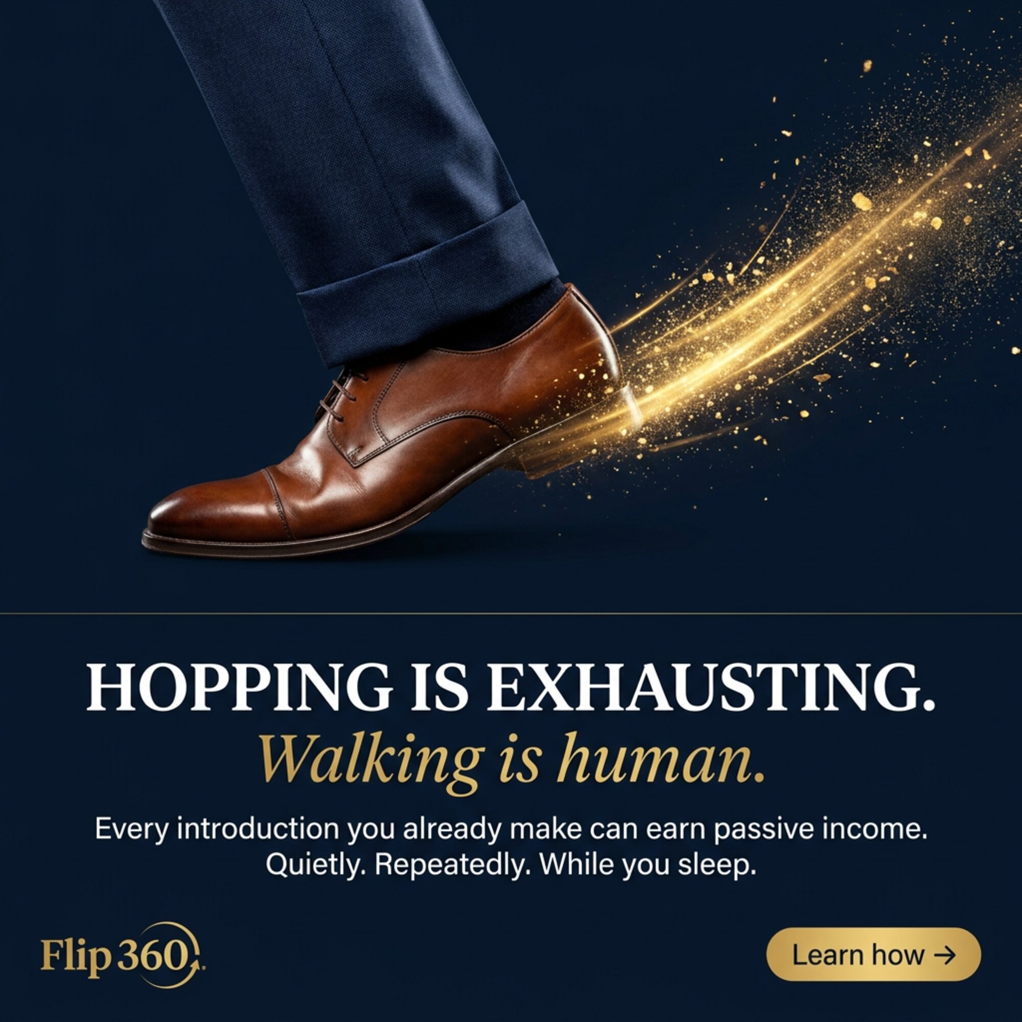 Meta feed ad — Hopping is exhausting, Walking is human